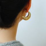 Brushed Crescent Hoop Earrings - floysun