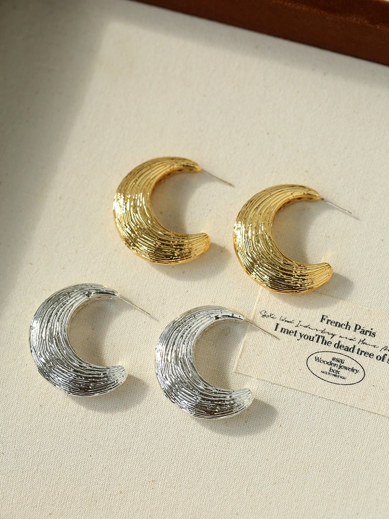 Brushed Crescent Hoop Earrings - floysun