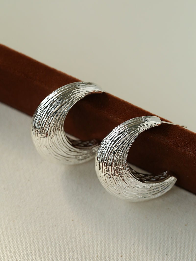 Brushed Crescent Hoop Earrings - floysun