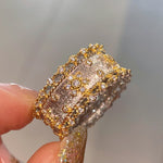 Brushed Dual - Tone North Star Wide Band Ring - floysun