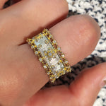 Brushed Dual - Tone North Star Wide Band Ring - floysun