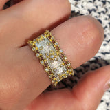 Brushed Dual - Tone North Star Wide Band Ring - floysun