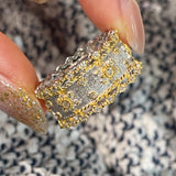 Brushed Dual - Tone North Star Wide Band Ring - floysun