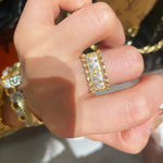 Brushed Dual - Tone North Star Wide Band Ring - floysun