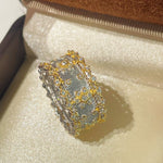 Brushed Dual - Tone North Star Wide Band Ring - floysun