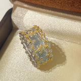 Brushed Dual - Tone North Star Wide Band Ring - floysun