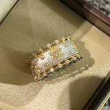 Brushed Dual - Tone North Star Wide Band Ring - floysun