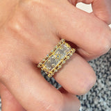 Brushed Dual - Tone North Star Wide Band Ring - floysun