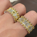 Brushed Dual - Tone North Star Wide Band Ring - floysun