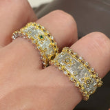 Brushed Dual - Tone North Star Wide Band Ring - floysun