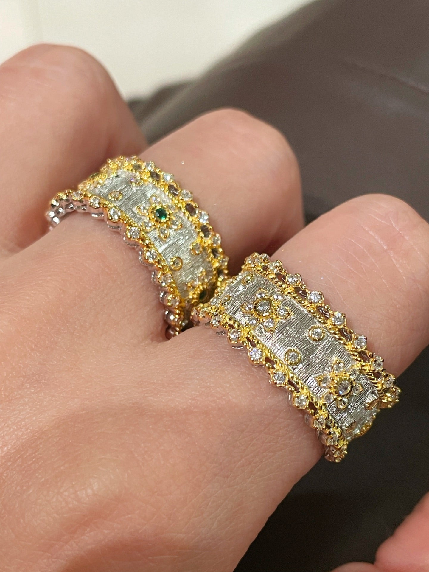 Brushed Dual - Tone North Star Wide Band Ring - floysun