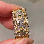 Brushed Dual - Tone North Star Wide Band Ring - floysun