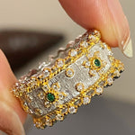 Brushed Dual - Tone North Star Wide Band Ring - floysun