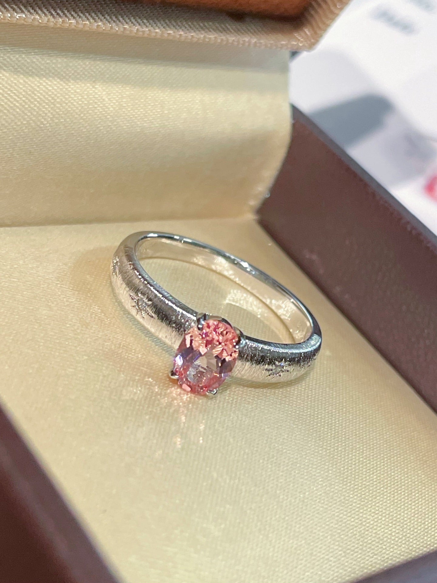 Brushed Eight - Point Star Cabochon Ring with Lab - Grown Sapphire - floysun