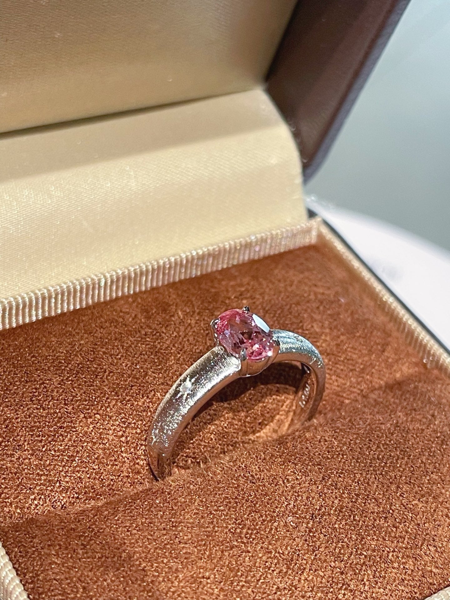 Brushed Eight - Point Star Cabochon Ring with Lab - Grown Sapphire - floysun