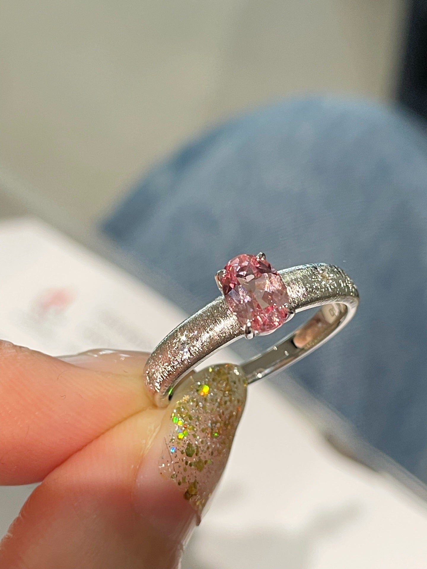 Brushed Eight - Point Star Cabochon Ring with Lab - Grown Sapphire - floysun