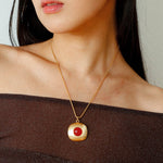 Brushed Geometric Pendant Agate Necklace - floysun