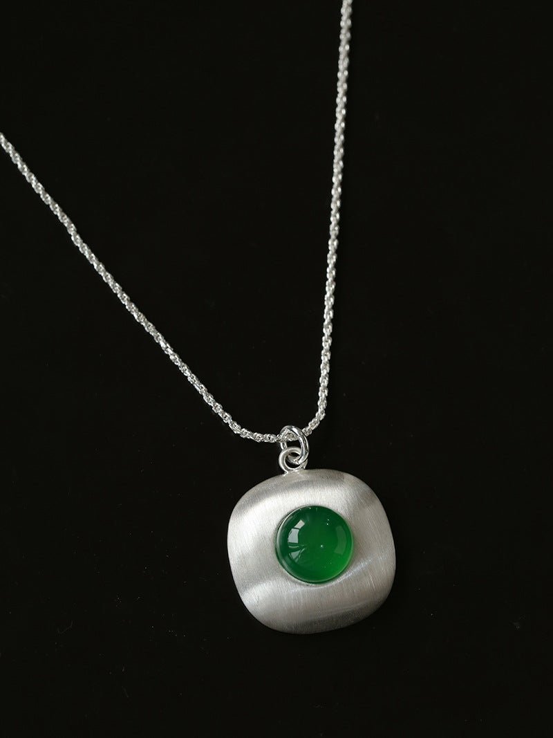 Brushed Geometric Pendant Agate Necklace - floysun