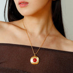 Brushed Geometric Pendant Agate Necklace - floysun