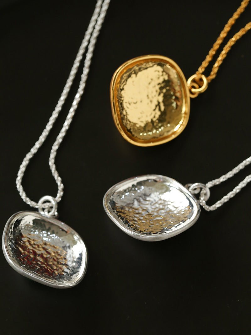 Brushed Geometric Pendant Agate Necklace - floysun