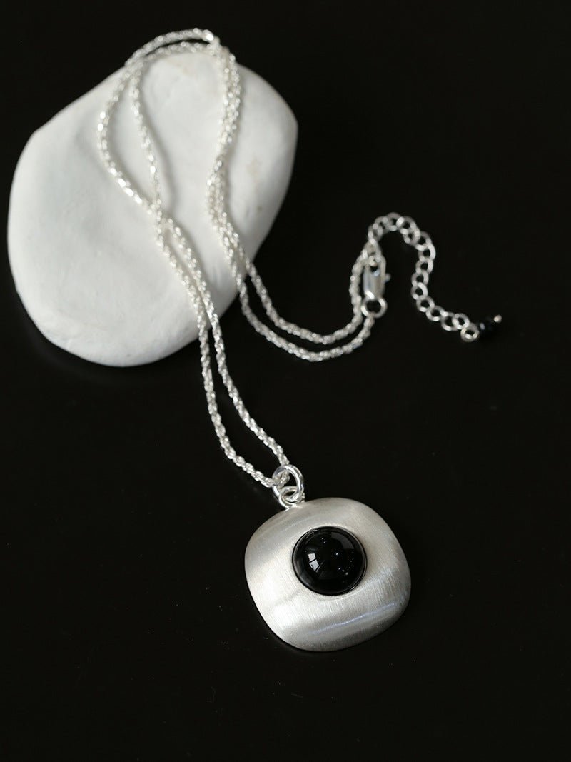 Brushed Geometric Pendant Agate Necklace - floysun