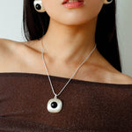 Brushed Geometric Pendant Agate Necklace - floysun