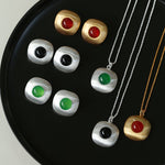 Brushed Geometric Pendant Agate Necklace - floysun