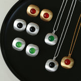 Brushed Geometric Pendant Agate Necklace - floysun