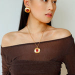 Brushed Geometric Pendant Agate Necklace - floysun