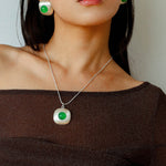 Brushed Geometric Pendant Agate Necklace - floysun