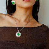 Brushed Geometric Pendant Agate Necklace - floysun