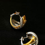 Brushed Sparkling Diamond Cross - Line Heavy Craft Hoop Earrings - floysun