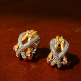 Brushed Sparkling Diamond Cross - Line Heavy Craft Hoop Earrings - floysun