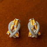 Brushed Sparkling Diamond Cross - Line Heavy Craft Hoop Earrings - floysun