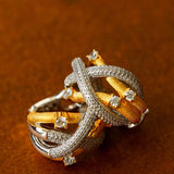 Brushed Sparkling Diamond Cross - Line Heavy Craft Hoop Earrings - floysun
