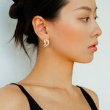 Brushed Sparkling Diamond Cross - Line Heavy Craft Hoop Earrings - floysun