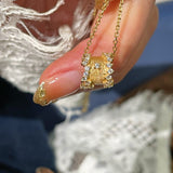 Brushed Sparkling Diamond Fortune Bead Necklace - floysun