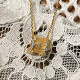 Brushed Sparkling Diamond Fortune Bead Necklace - floysun