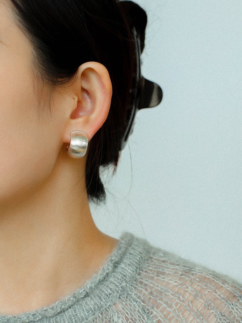Brushed Wide C - Hoop Earrings - floysun