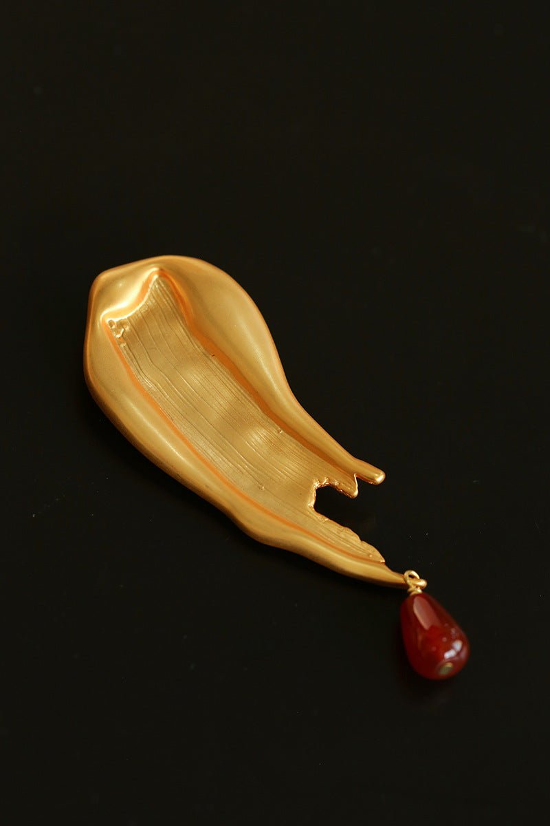 Brushstroke Red Agate Brooch - floysun
