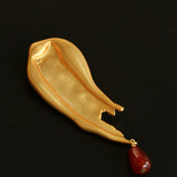Brushstroke Red Agate Brooch - floysun