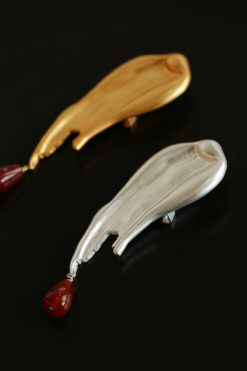 Brushstroke Red Agate Brooch - floysun