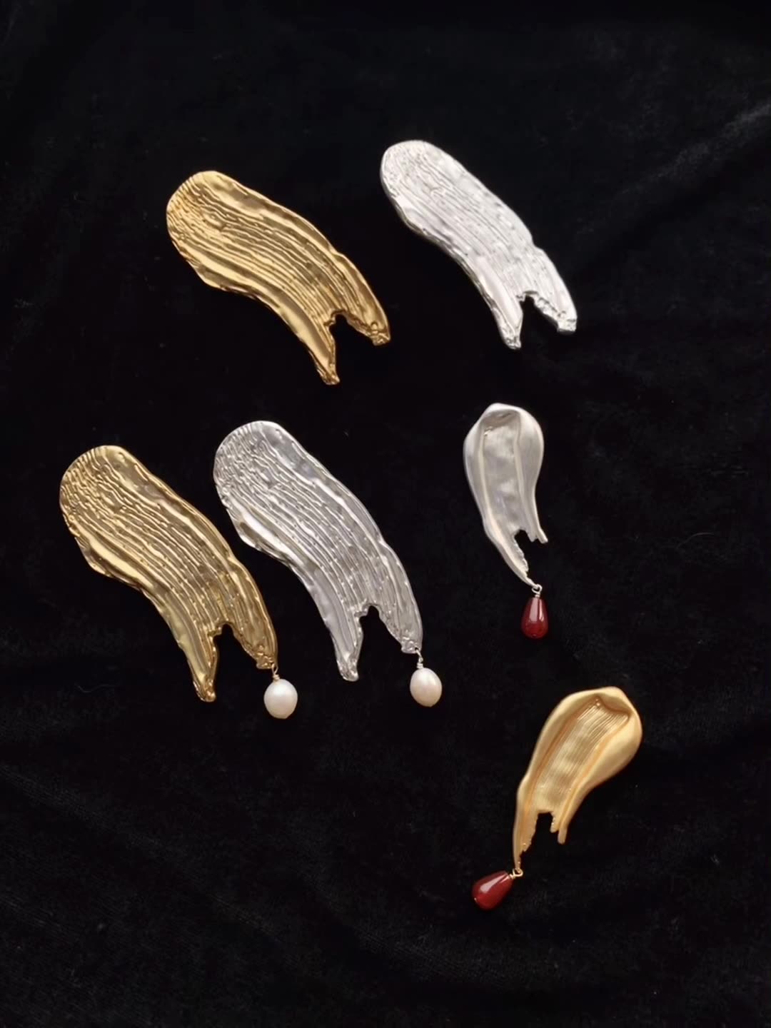 Brushstroke Red Agate Brooch - floysun