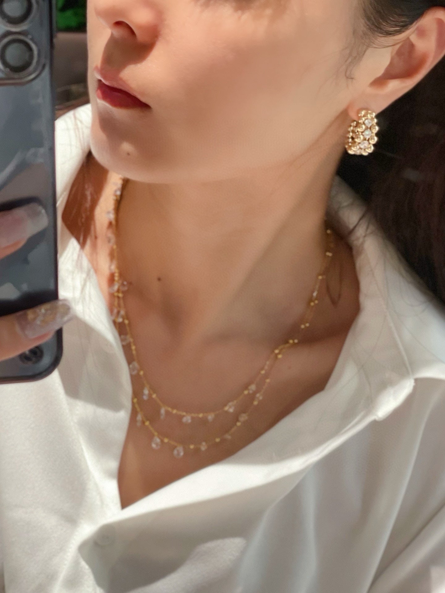 BubbleGlow Pavé Beaded Huggie Stud Earrings - floysun