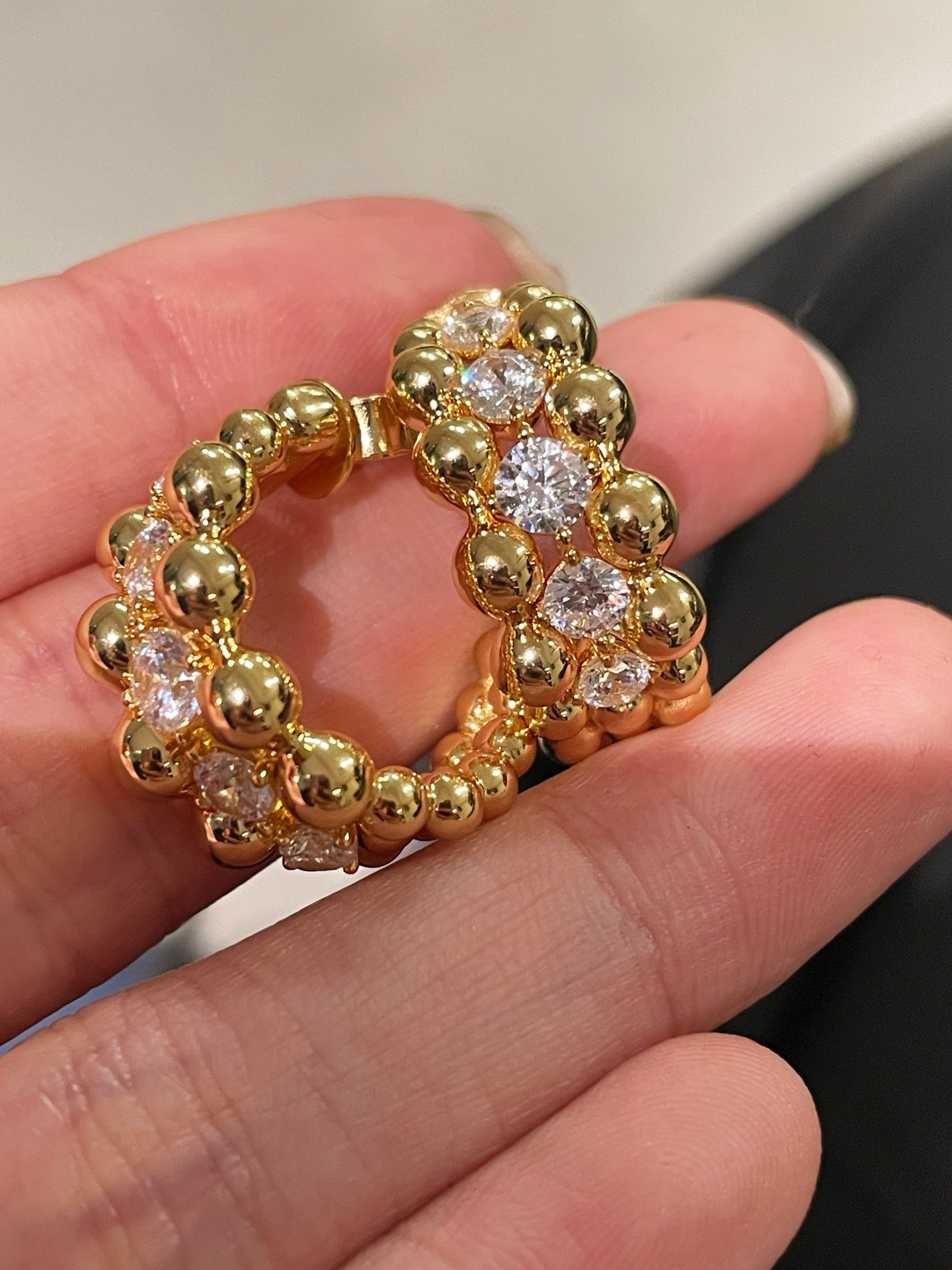 BubbleGlow Pavé Beaded Huggie Stud Earrings - floysun