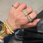 BubbleGlow Pavé Triple Layer Classic Bubble Diamond Ring - floysun