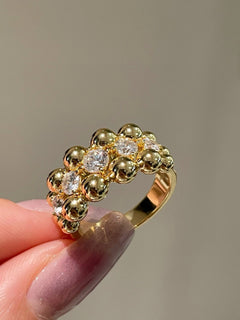 BubbleGlow Pavé Triple Layer Classic Bubble Diamond Ring - floysun