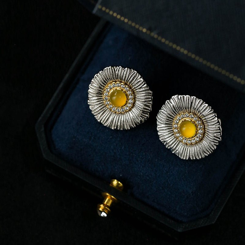Buccellati - Inspired Daisy Ear Clip Stud Earrings - floysun