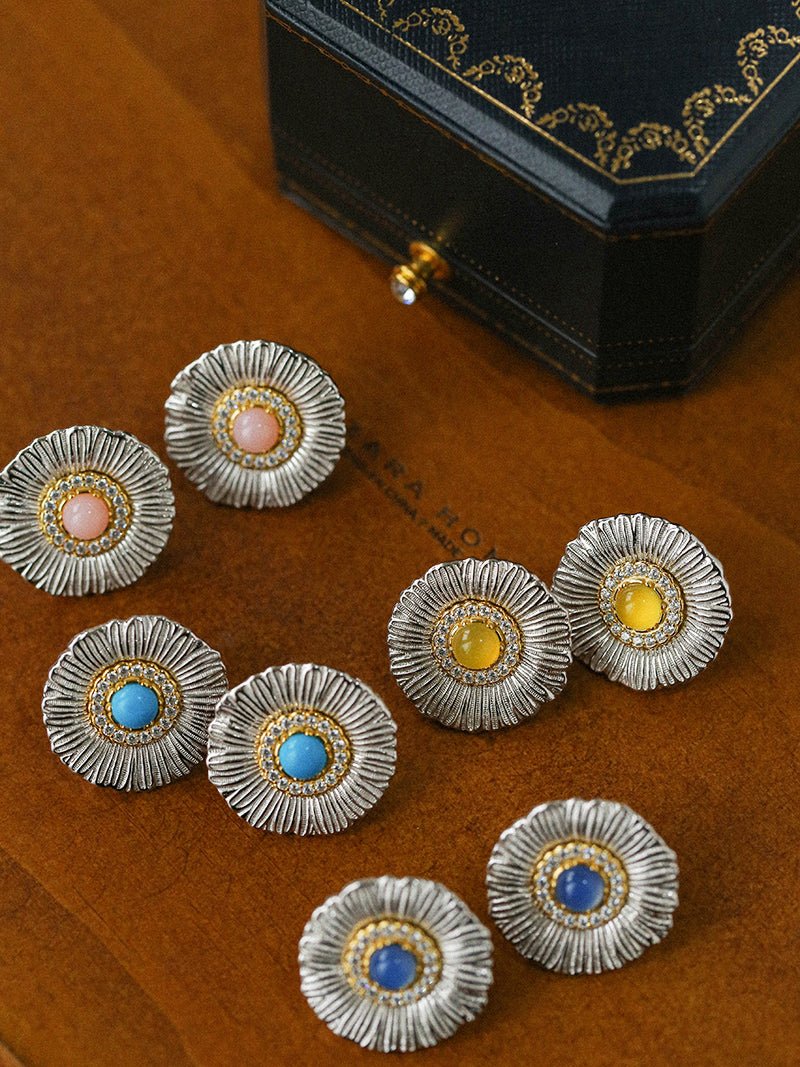Buccellati - Inspired Daisy Ear Clip Stud Earrings - floysun
