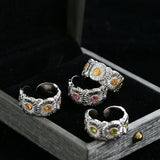 Buccellati - Inspired Daisy Open Ring 925 Silver with Colorful Zircon - floysun
